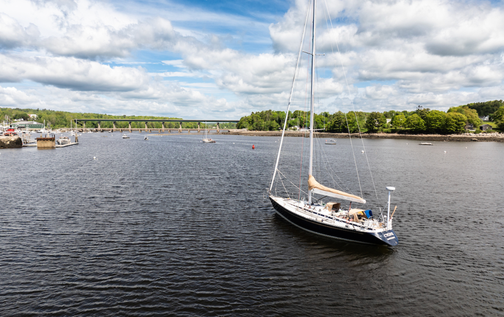 A photo of a sailboat in Belfast Harbor